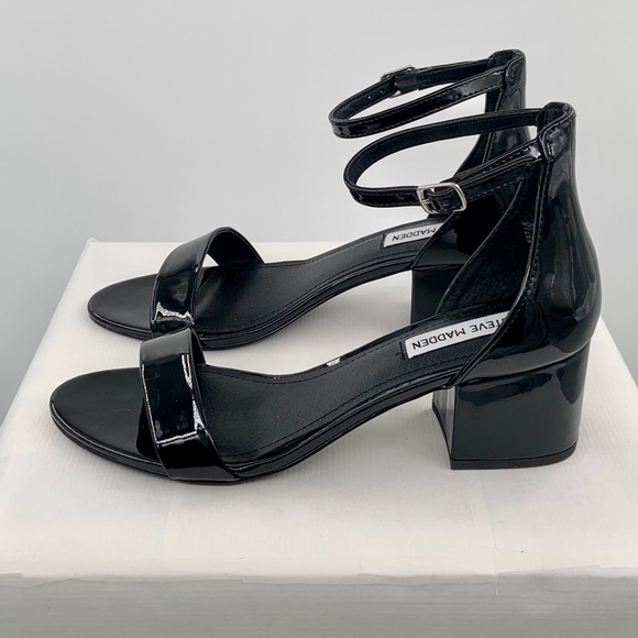 NWT Steve Madden Irene Women’s Black Patent Sandals Shoes - Picture 7 of 14